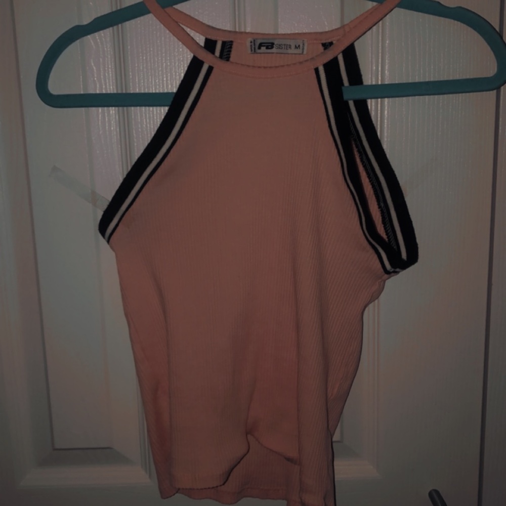 Pink, black and white cami